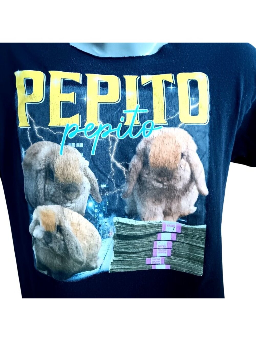 Large T-shirt Pepito Goated Cutest Bunny Ever Graphic T-Shirt Stack Money OG